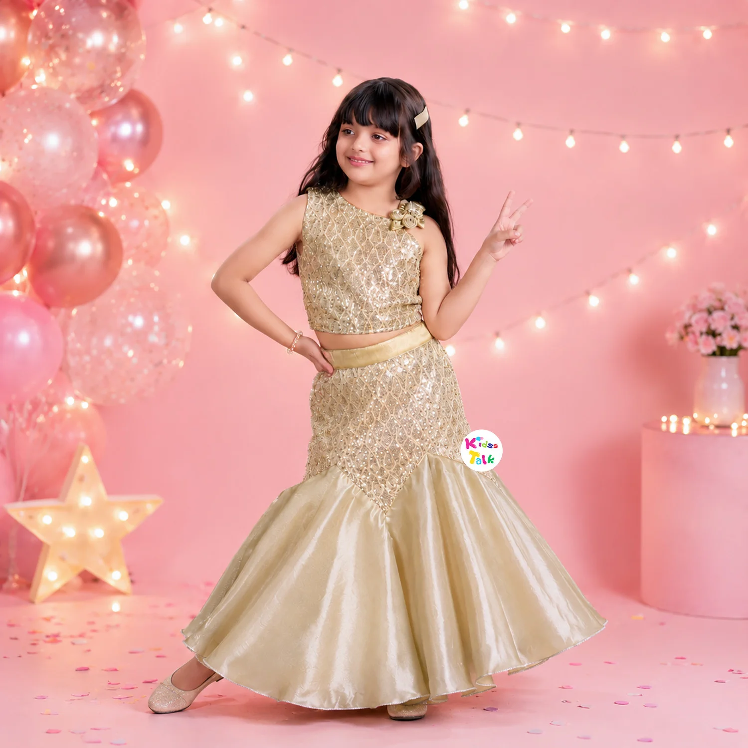 Satin Sleeveless Sequins Work Choli With Lehenga & Dupatta - Beige